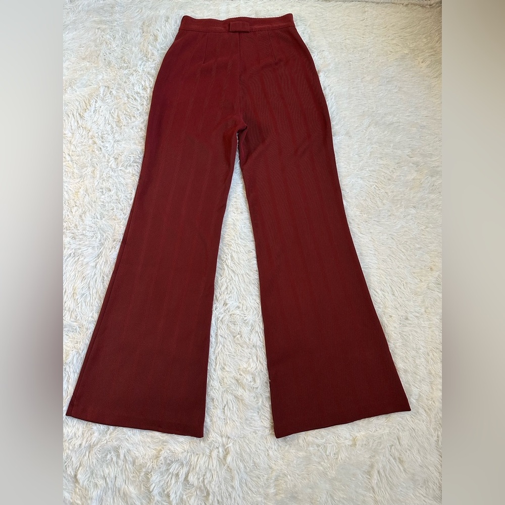 Free People Flare Wide-Leg Pants High Rise Wine Y2K Size 2 Woman’s - Picture 4 of 11